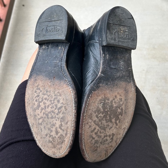Vintage Justin Boots Western Cowboy Cowgirl Women Genuine Real Leather Roper 6.5 - Picture 10 of 10